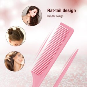 3 Pieces Plastic Rat Tail Comb Pintail Comb Fiber Teasing Comb 9 Inch Styling Comb with Thin and Long Handle for Men Women Girl Salon Home Supplies