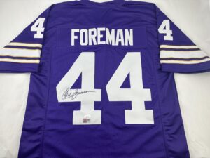 chuck foreman signed autographed purple football jersey with jsa coa - size xl - minnesota great