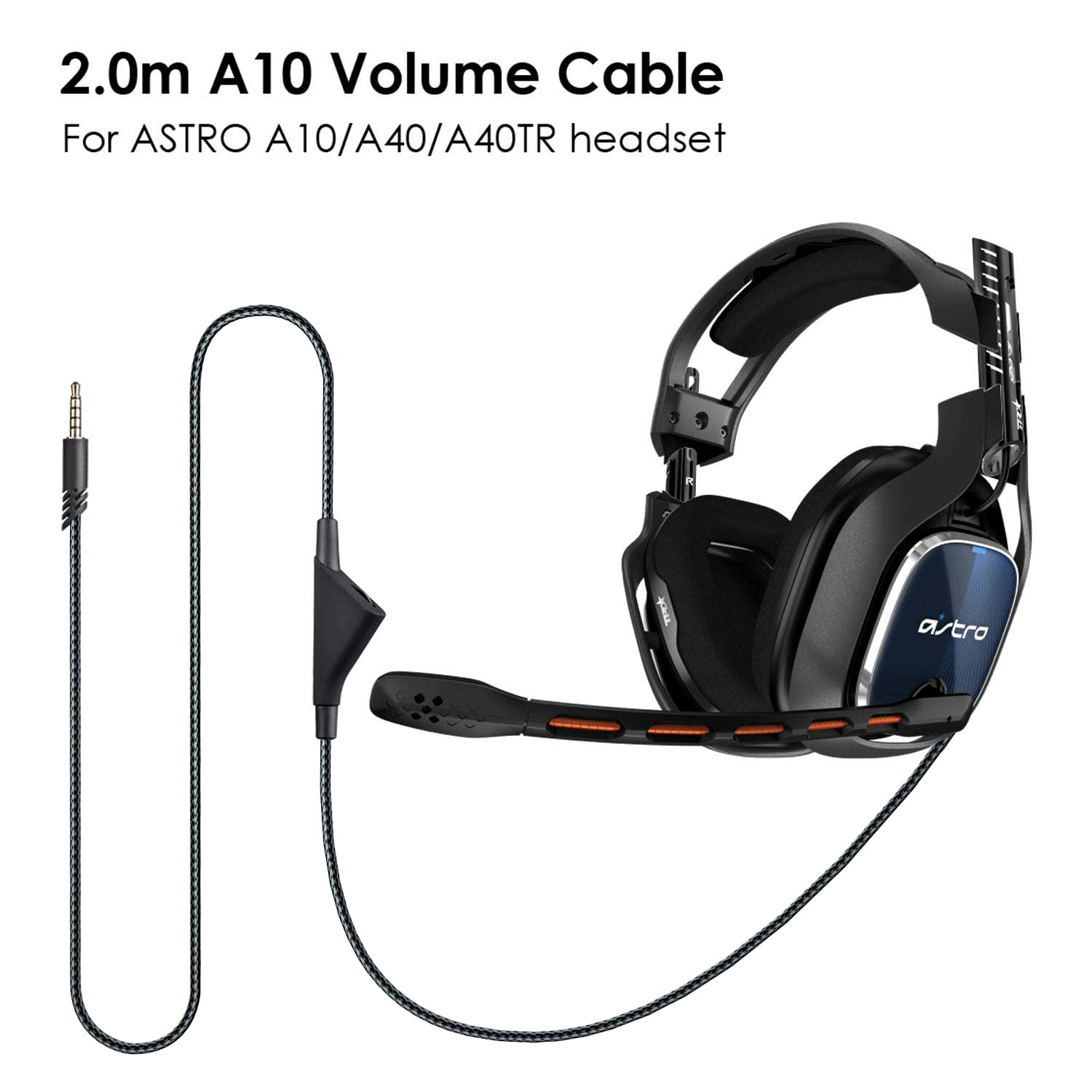 YARENKA Replacement Astro A10 A40 Headset Cable - 2.0M A10 Volume Cable Cord Compatible with Astro A10/A40 Gaming Headsets Xbox One PS4/5 Controller Headphone Audio Extension Cable 6.5 Feet(Black)