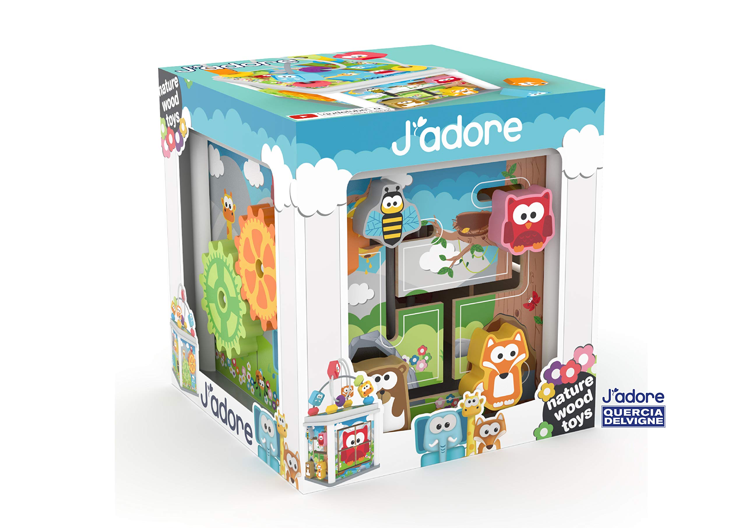 J'adore Wooden Zoo Animal Mini 5-in-1 Activity Cube Center