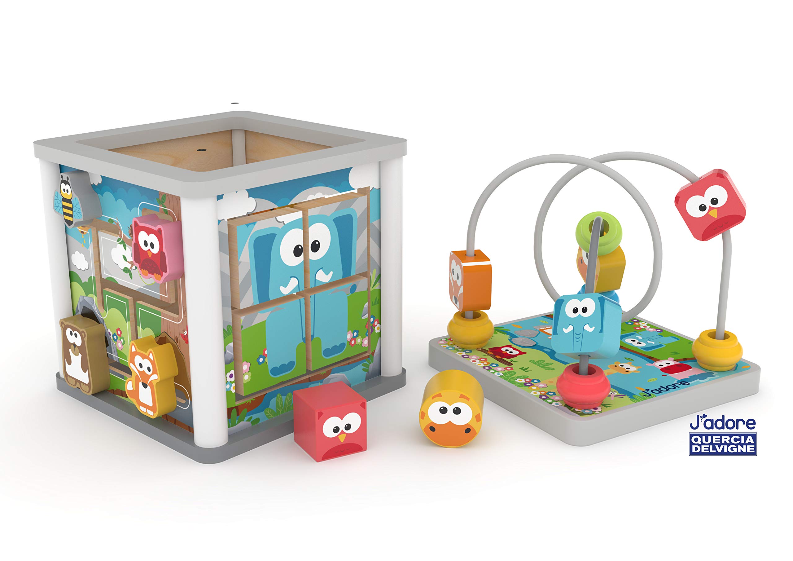 J'adore Wooden Zoo Animal Mini 5-in-1 Activity Cube Center