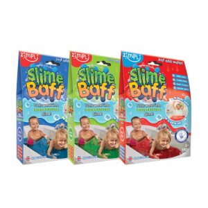 3 x slime baff bundle from zimpli kids, red, green & blue, magically turns water into gooey, colourful slime, slime making kit for children, birthday present for boys & girls, certified biodegradable