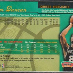 1998-99 Ultra Tim Duncan Spurs Basketball Card #55