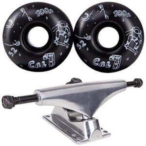 Cal 7 129mm, 139mm Skateboard Trucks, Wheels Combo (Silver Trucks+ Black Interstellar Wheels, 5 Inch Trucks)