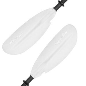 woowave kayak paddles adjustable 91.3 inch/231cm aluminum shaft and reinforced fiberglass blades,lightweight kayak paddle for kayaking boating oar with a premium paddle leash (white)