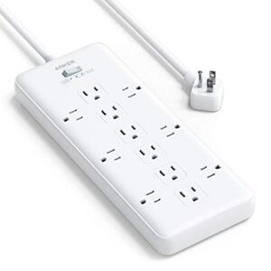 Anker Power Strip Surge Protector (2 × 4000 Joules), PowerExtend Strip 12 Outlets with Flat Plug, 1875W Output, 6ft Extension Cord, Dual Surge Protection for Office, Home