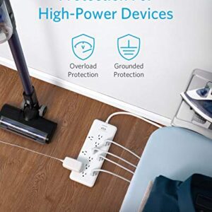 Anker Power Strip Surge Protector (2 × 4000 Joules), PowerExtend Strip 12 Outlets with Flat Plug, 1875W Output, 6ft Extension Cord, Dual Surge Protection for Office, Home