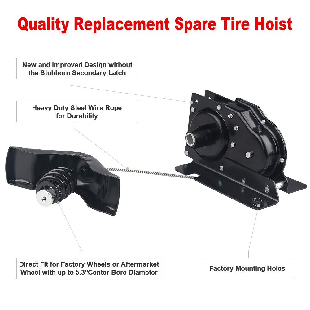 WMPHE Compatible with Spare Tire Hoist Ford F250 F350 Super Duty Truck F450 F550 1999-2007 Truck Spare Tire Winch Replace OE# 6C3Z-1A131-AA YC3Z 1A131-AA 924-528