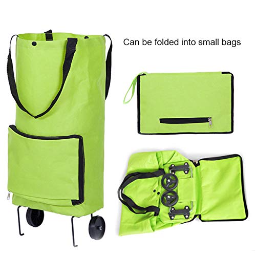 Ablita Folding Shopping Bag with Wheels Portable Wheeled Bag High Capacity Supermarket Folding Shopping Bag Trolley Cart Handle Bag Collapsible Trolley Bags