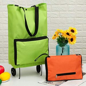 Ablita Folding Shopping Bag with Wheels Portable Wheeled Bag High Capacity Supermarket Folding Shopping Bag Trolley Cart Handle Bag Collapsible Trolley Bags