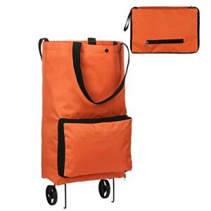 Ablita Folding Shopping Bag with Wheels Portable Wheeled Bag High Capacity Supermarket Folding Shopping Bag Trolley Cart Handle Bag Collapsible Trolley Bags