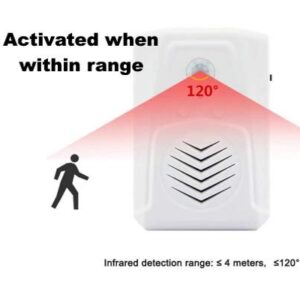 BRS Audio Proximity Notifier with 10 preloaded Verbal Messages - PIR Infrared Motion Sensor Activated Audio Alarm