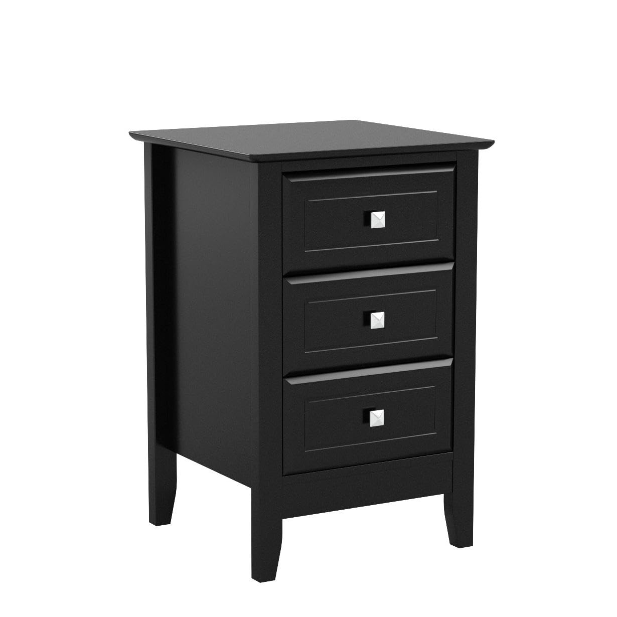 Bonnlo Upgraded Black Nightstand with Drawers, Night Stands for Bedrooms, Modern Bed Side Table/Night Stand with Metal Knobs for Small Spaces, College Dorm, Kids’ Room, Living Room, 16W x 16D x 24H