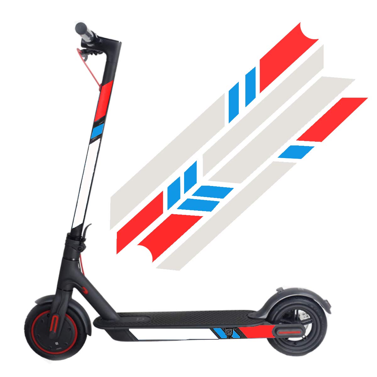 Reflective Stickers for Electric Scooter XIAOMI M365 Ninebot ES1 ES2 ES3 ES4, Waterproof Night Reflective Film Sticker Decal Pedal Scooter Accessories (Red-Blue-Silver)