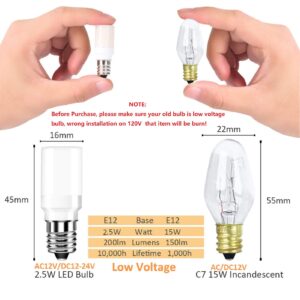 Neanete Low Voltage 12V 24V Candelabra E12 Base LED Appliance Light Bulb for ice Maker Water Dispenser RV Marine Landscape WR02X12208 416099 25W Replacement Warm White 3000k Non Dimmable Pack of 2