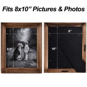 Yaetm-8x10 Picture Frame, Natural Solid Wood Photo Frame Display for Tabletop And Wall High Definition Glass Carbonized Black(2 pack)