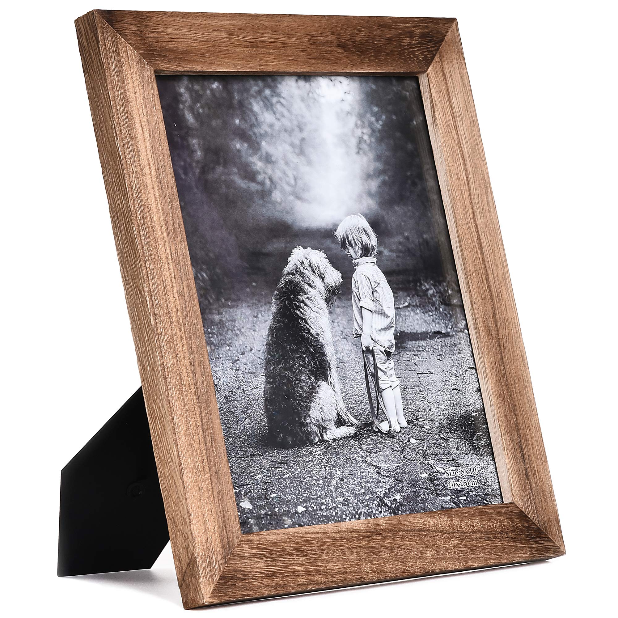 Yaetm-8x10 Picture Frame, Natural Solid Wood Photo Frame Display for Tabletop And Wall High Definition Glass Carbonized Black(2 pack)