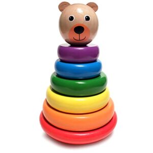 kids korner baby toys wooden stacking rings - bilingual educational toys for 2 year old | learn rainbow colors in english & spanish with toddler games learning activities ebook