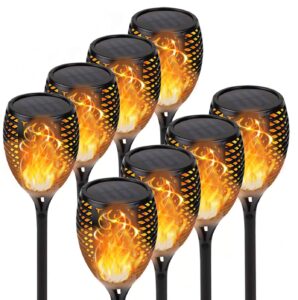 kyekio halloween decorations outdoor, 6pack large solar torch lights with flickering flame, solar powered outdoor lights for halloween decor, waterproof halloween lights outdoor for garden yard patio