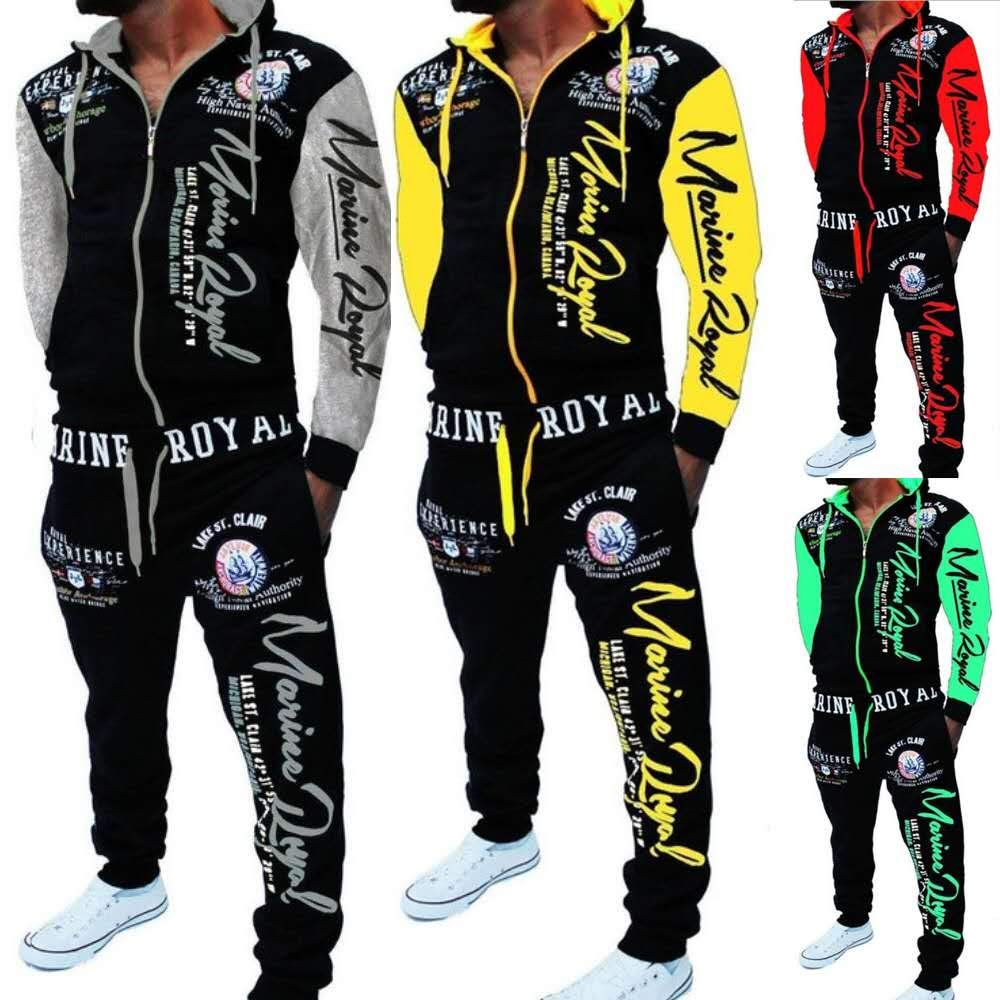 Men's Casual Tracksuit Hooded Full Zip Elastic Waistband Sweatsuit Set…