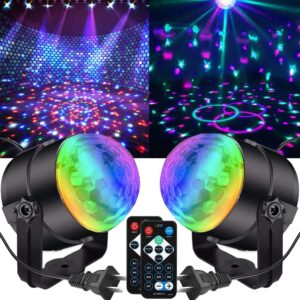 party disco ball lights superanl dj lights 7 colors stage strobe lights with remote control for kids home room parties birthday dance wedding show bar club christmas 【2-pack】