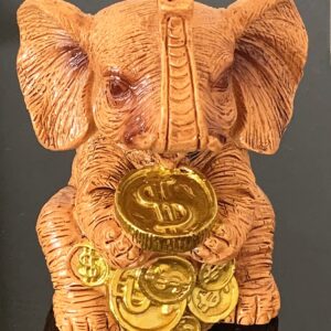 Betterdecor Feng Shui Trunk Up Lucky Elephant Statue Figurine Home Office Decor for Wealth (ICOINS)