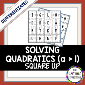 solving quadratics (a>1) differentiated puzzle activity