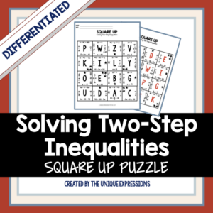 solving two step inequalities differentiated puzzle activity