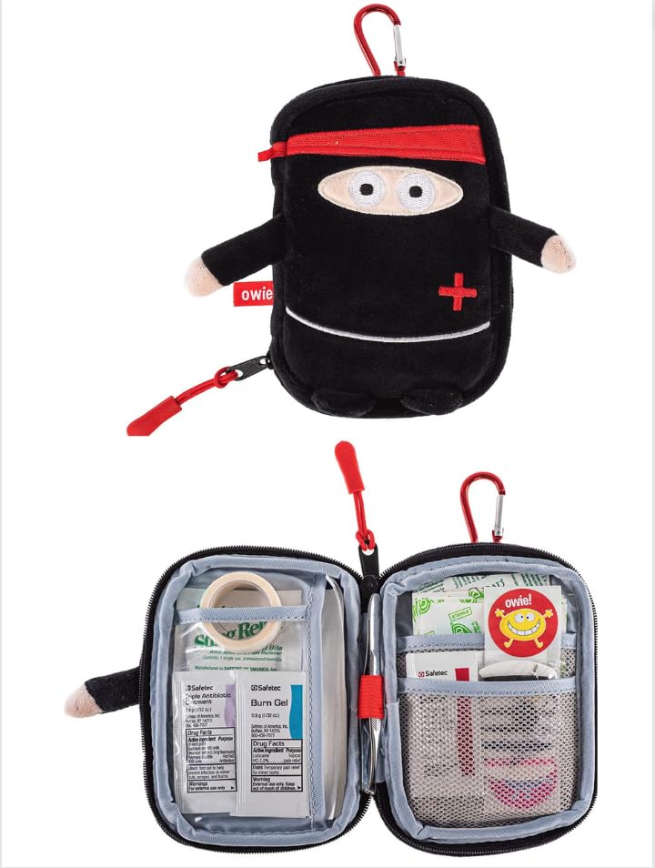 Owie Ninja Small Mini Compact First Aid Kit for Parents on The Go and Hanging in a Diaper Bag, Travel, Purse or Use it at Home or Outdoor