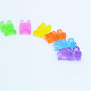 FRUTA 100pcs Resin Gummy Bear Charms Pendants Resin Bear Keychains Colorful Bear Candy Necklace Charms for DIY Craft Project Supplies