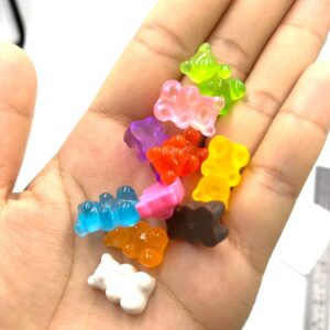 FRUTA 100pcs Resin Gummy Bear Charms Pendants Resin Bear Keychains Colorful Bear Candy Necklace Charms for DIY Craft Project Supplies