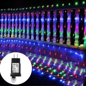 11.5ft x 5ft 360 LED Connectable LED Net Lights, 8 Modes Low Voltage Mesh Fairy String Lights, Christmas Net Lights for Garden, Bushes, Wedding, Outdoor Indoor, Xmas Tree Decorations (Multicolor)