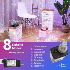 11.5ft x 5ft 360 LED Connectable LED Net Lights, 8 Modes Low Voltage Mesh Fairy String Lights, Christmas Net Lights for Garden, Bushes, Wedding, Outdoor Indoor, Xmas Tree Decorations (Multicolor)