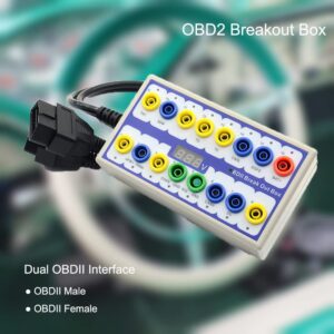 OBD2 Breakout Box, OBDII Diagnosis Scan Tool, Auto Car Diagnostic Connector, 16Pin CAN Fault Breakout Box Protocol Detector with Line Signal