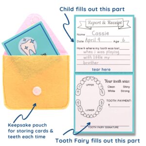 Tooth Fairy Pillow - Our Tooth Fairy Pillows are for Girls and Boys - This Tooth Fairy Kit includes 5 Notecards and a Keepsake Pouch - Super Cute Unicorn Tooth Fairy Gifts for Girls and Boys