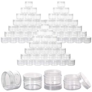 100 count refillable sample containers with lids cosmetic jars 15 gram empty cream jars leak proof makeup containers for traveling - clear