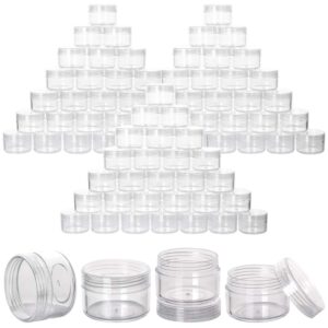 100 Count Refillable Sample Containers with Lids Cosmetic Jars 15 Gram Empty Cream Jars Leak Proof Makeup Containers for Traveling - Clear