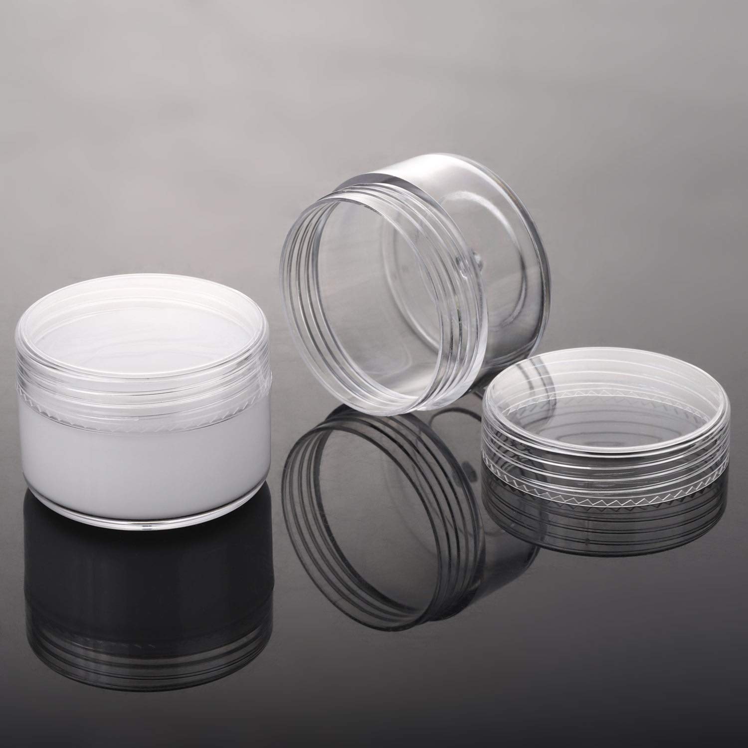 100 Count Refillable Sample Containers with Lids Cosmetic Jars 15 Gram Empty Cream Jars Leak Proof Makeup Containers for Traveling - Clear