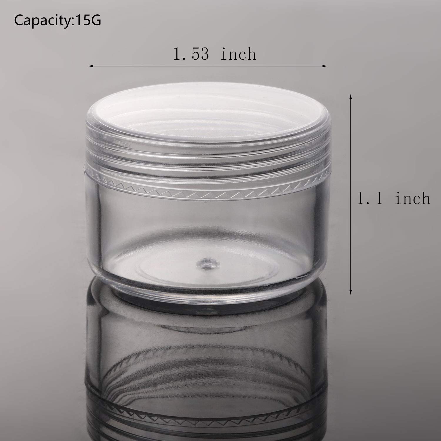 100 Count Refillable Sample Containers with Lids Cosmetic Jars 15 Gram Empty Cream Jars Leak Proof Makeup Containers for Traveling - Clear