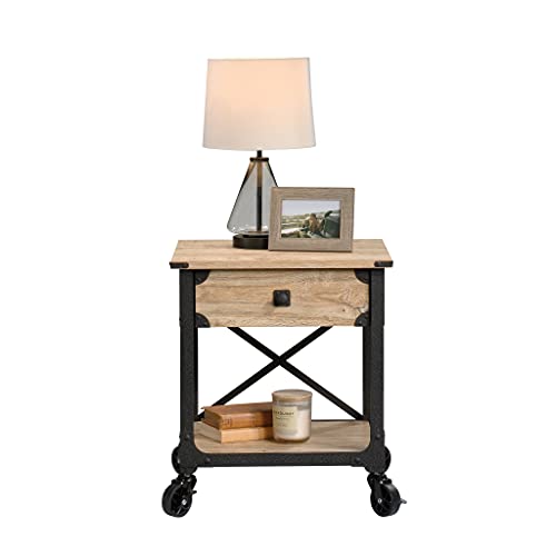 Sauder Steel River Side Table, L: 22.44" x W: 21.65" x H: 23.11", Milled Mesquite Finish