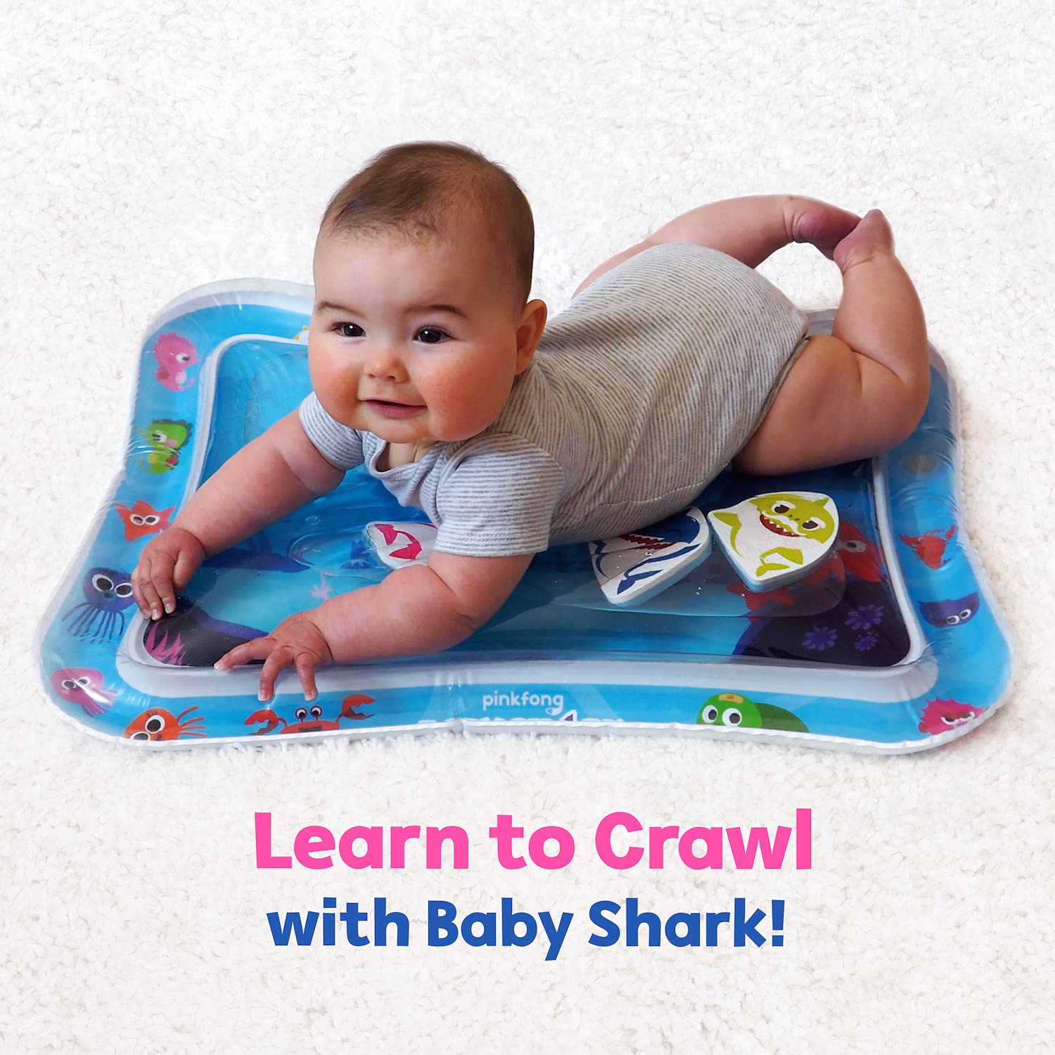 WowWee Baby Shark Tummy Time Water Filled Play Mat – Infant Toys to Help Learn How to Crawl – Baby Shark Official