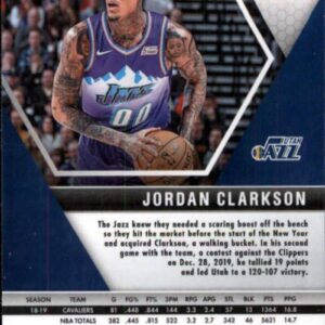 2019-20 Panini Mosaic #197 Jordan Clarkson Utah Jazz NBA Basketball Card NM-MT