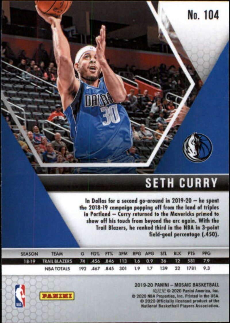 Seth Curry 2019-20 Panini Mosaic #104 NM-MT Mavericks Basketball NBA