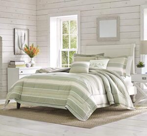 tommy bahama - queen comforter set, reversible cotton bedding with matching shams & bonus throw pillows, all season home decor (serenity green, queen)