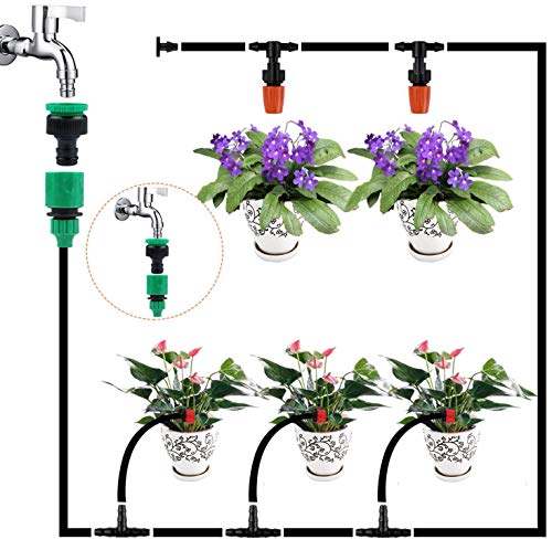 KDIFIX for Adjustable Automatic Micro Irrigation Kits,Drip Irrigation,Garden Irrigation System,DIY Plant Watering System for Garden Greenhouse, Flower Bed,Patio,Lawn(30M 149PCS)