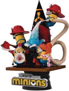 beast kingdom minions: fire fighter ds-049 d-stage statue, multicolor , 6 inches