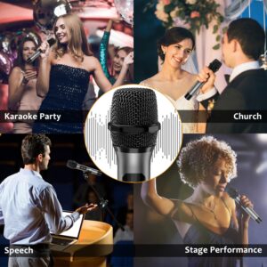 VeGue Wireless Microphone, UHF Cordless Dual Handheld Dynamic Mic Set with Rechargeable Receiver, for Karaoke Party, Voice Amplifier, PA System, Singing Machine, Church, Wedding, Meeting, 200ft (WM-2)