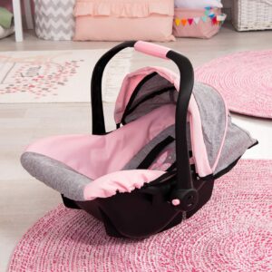 Bayer Design 67933AA Toy, Car Seat Easy Go for Neo Vario Pram with Cover, Doll Accessories, Pink, Grey with Butterfly,Grey/pink, for dolls up to 18"