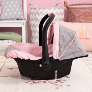 Bayer Design 67933AA Toy, Car Seat Easy Go for Neo Vario Pram with Cover, Doll Accessories, Pink, Grey with Butterfly,Grey/pink, for dolls up to 18"