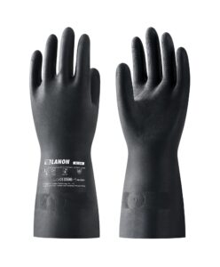 lanon rubber chemical resistant gloves, reusable heavy-duty safety work gloves, acid & alkali protection, non-slip, x large